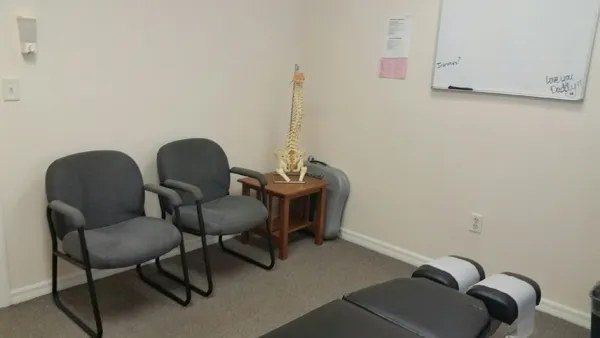 Waiting area with a spine model